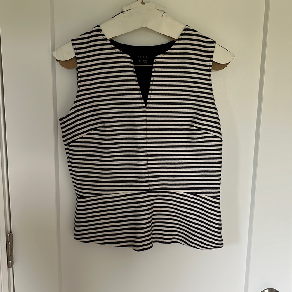 Theory Striped Peplum Top - Size S